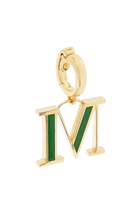 English Letter M Charm, 18k Yellow Gold